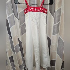 Red & White Embroidered Dress